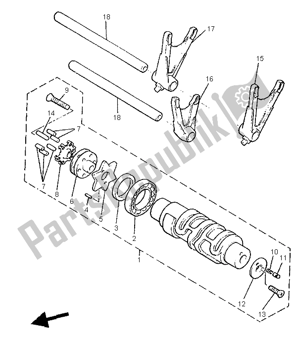 All parts for the Shift Cam & Fork of the Yamaha V MAX 12 1200 1997