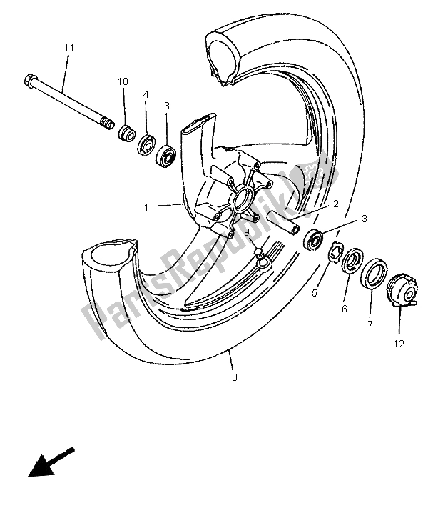 Tutte le parti per il Ruota Anteriore del Yamaha TDR 125 1997