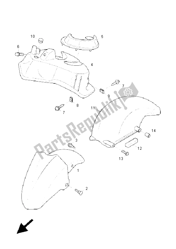 Todas las partes para Guardabarros Delantero de Yamaha XC 125 Cygnus X 2006