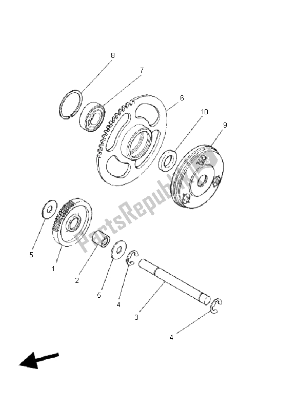 All parts for the Starter Clutch of the Yamaha YFM 125 Grizzly 2005