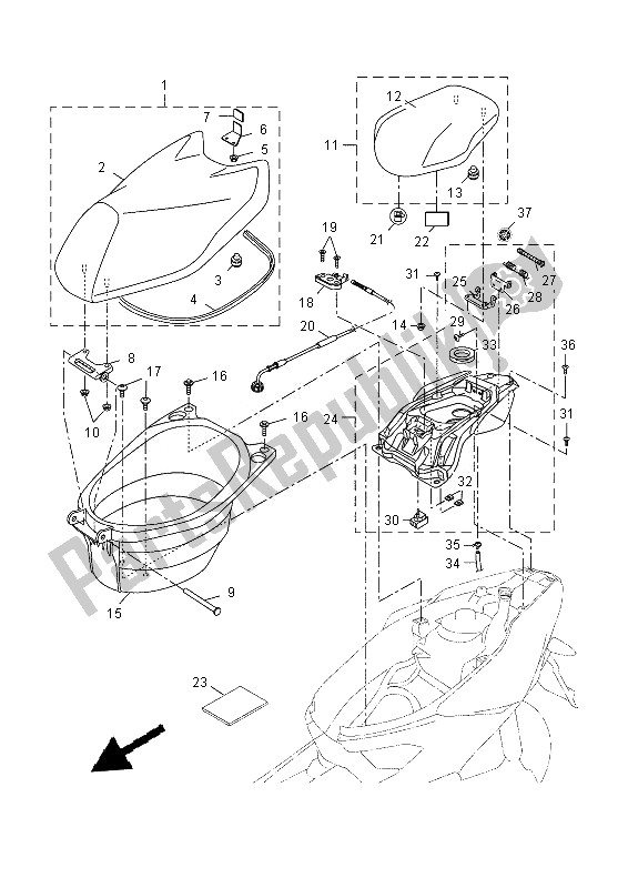 Alle onderdelen voor de Stoel & Drager van de Yamaha NS 50 2013