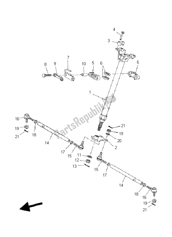Todas las partes para Direccion de Yamaha YFM 660 FA Grizzly 2005