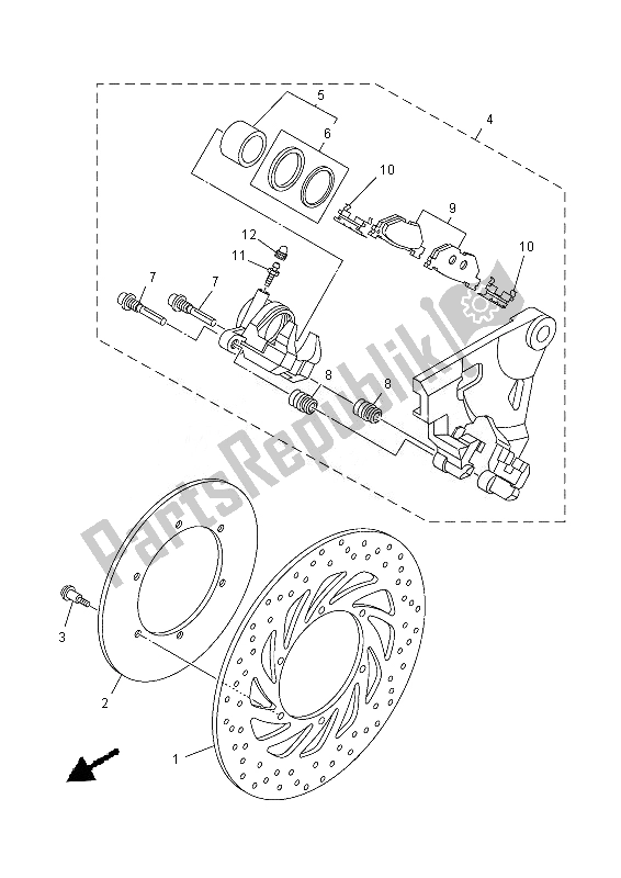 Todas las partes para Pinza De Freno Trasero de Yamaha XV 1900A 2013