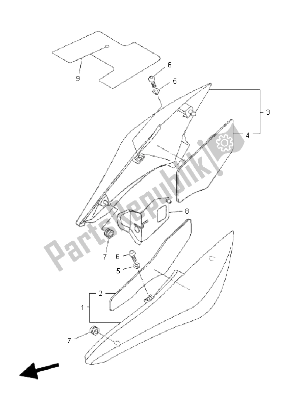 All parts for the Side Cover of the Yamaha FZ6 Sahg 600 2008