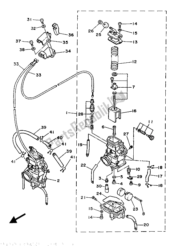 All parts for the Carburetor of the Yamaha TZR 250 1987