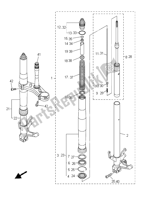 Tutte le parti per il Forcella Anteriore del Yamaha YZF R1 1000 2013