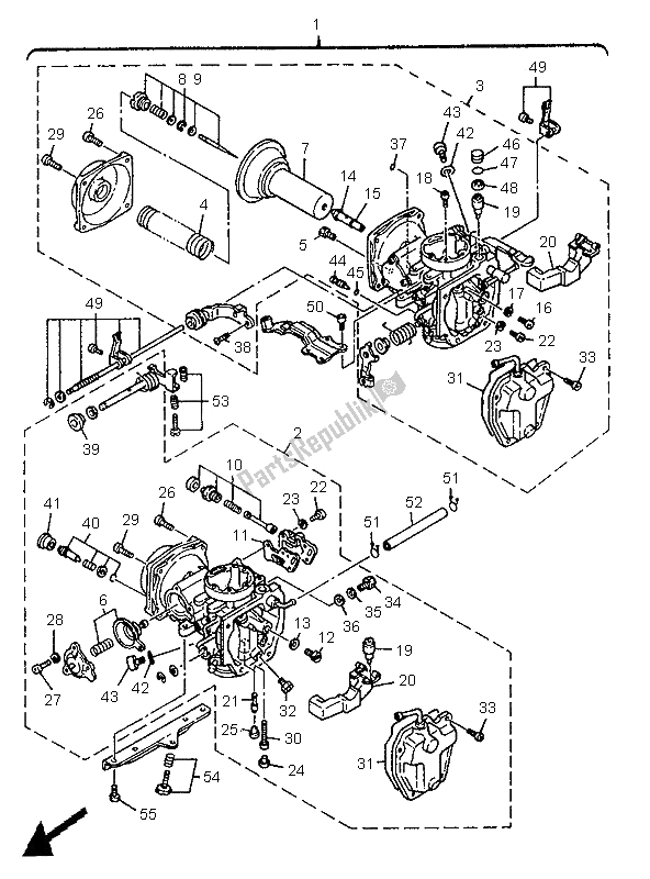 All parts for the Carburetor of the Yamaha XV 535 S Virago 1996