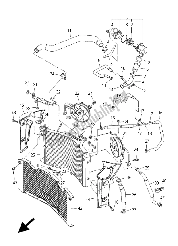 Todas las partes para Radiador Y Manguera de Yamaha FZ1 N Fazer 1000 2008