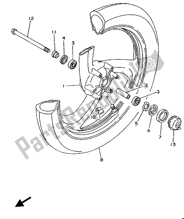 Todas as partes de Roda Da Frente do Yamaha TDR 125 1993