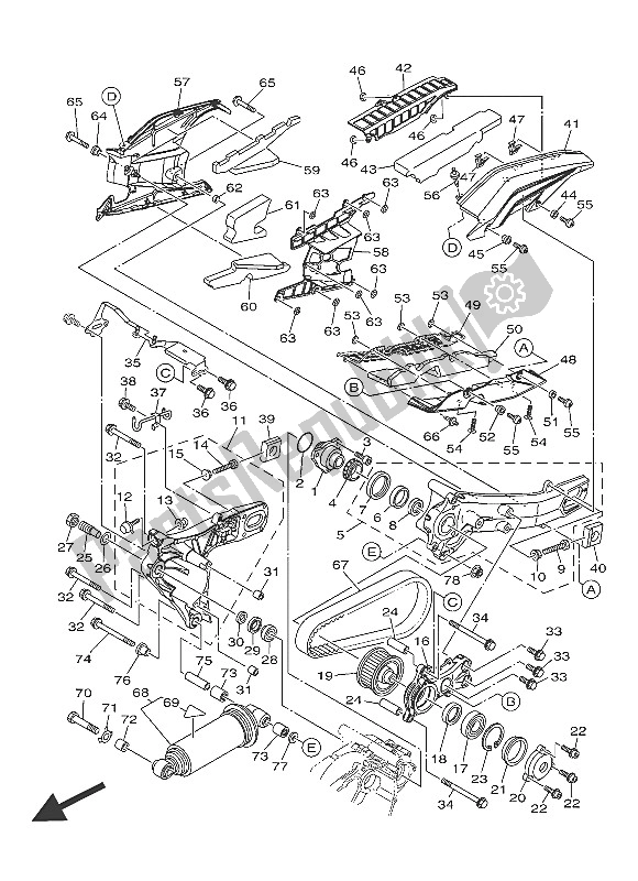 Todas las partes para Brazo Trasero Y Suspensión de Yamaha XP 500A 2016