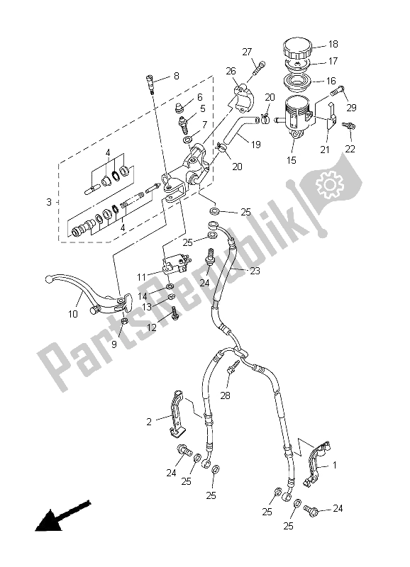 Tutte le parti per il Pompa Freno Anteriore del Yamaha YZF R1 1000 2012