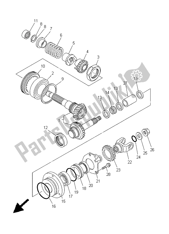 All parts for the Middle Drive Gear of the Yamaha XVS 1100A Dragstar Classic 2005