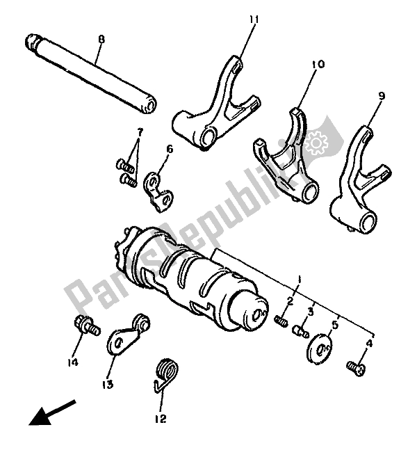 All parts for the Shift Cam & Fork of the Yamaha FJ 1100 1985