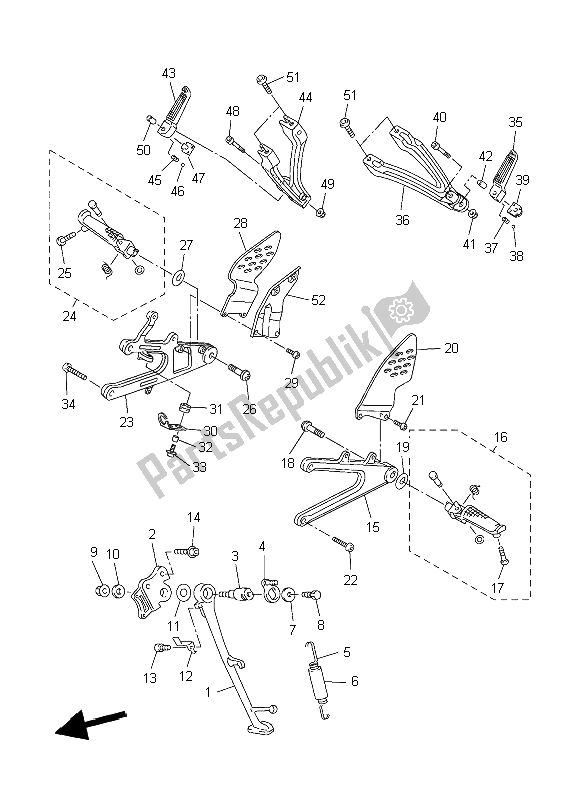 Todas las partes para Soporte Y Reposapiés de Yamaha YZF R1 1000 2006