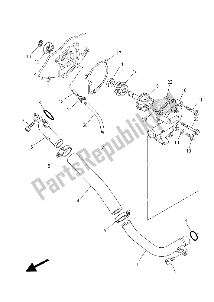 All parts for the Water Pump of the Yamaha YFM 700 Fwad Grizzly EPS 2015