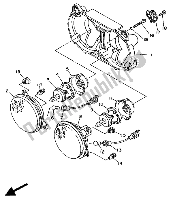 Tutte le parti per il Faro (per At) del Yamaha TDR 125 1994