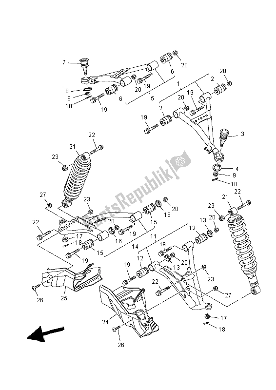 Tutte le parti per il Sospensione Anteriore E Ruota del Yamaha YFM 550 Fwad Dpbse Grizzly 4X4 2014