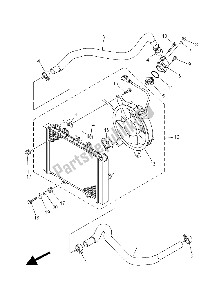 All parts for the Radiator & Hose of the Yamaha YFM 550 Fwad Grizzly 2015