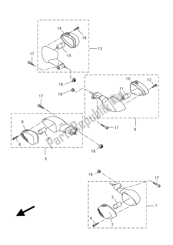 Tutte le parti per il Luce Lampeggiante del Yamaha MT 125 2015