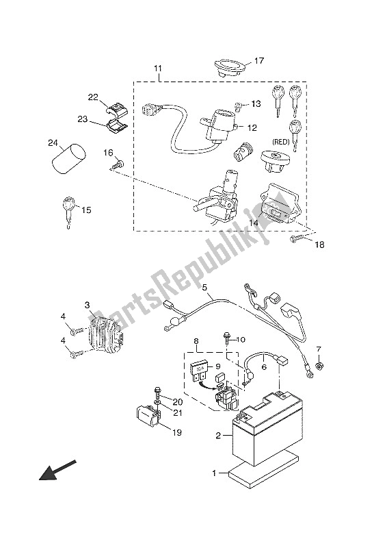 All parts for the Electrical 1 of the Yamaha YP 400R 2016