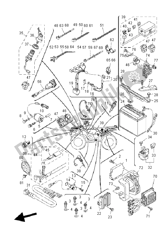 All parts for the Electrical 1 of the Yamaha YFM 450F Grizzly EPS 2011
