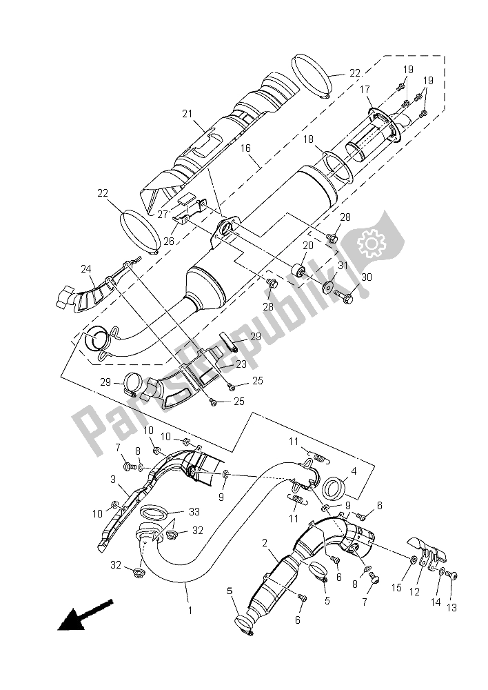 Tutte le parti per il Scarico del Yamaha YFM 700 Fwad Grizzly EPS 2015