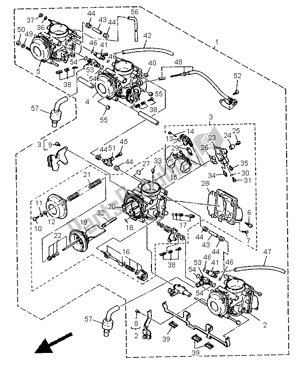 Alle onderdelen voor de Alternatieve Carburateur (vin, Swe) van de Yamaha FZR 1000 1995