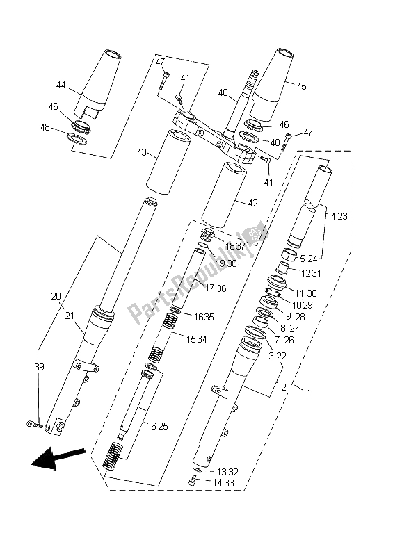 Wszystkie części do Przedni Widelec Yamaha XVS 1100A Dragstar Classic 2002