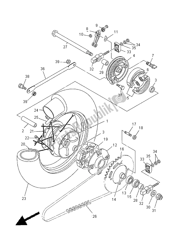 All parts for the Rear Wheel of the Yamaha XVS 125 Dragstar 2000