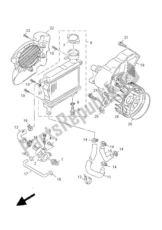 All parts for the Radiator & Hose of the Yamaha NS 50F Aeorox 4 2014