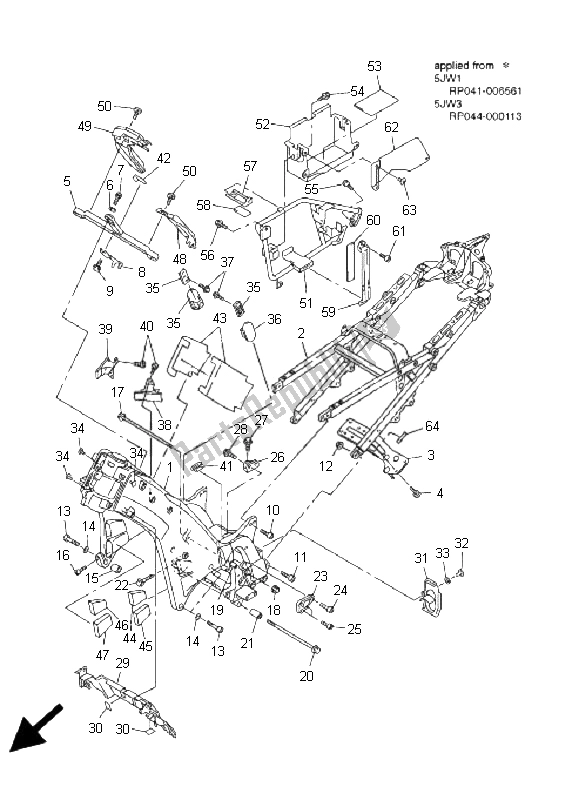 Toutes les pièces pour le Cadre du Yamaha FJR 1300 2001