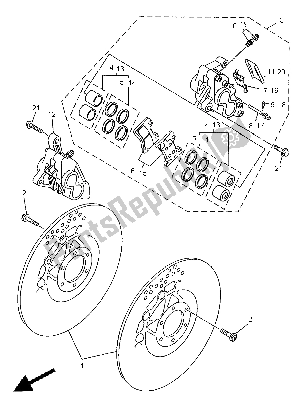 Todas las partes para Pinza De Freno Delantero de Yamaha TDM 850 1998