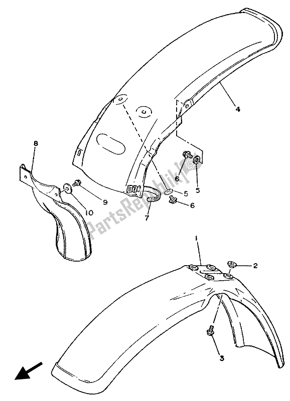 All parts for the Fender of the Yamaha YZ 250 1989