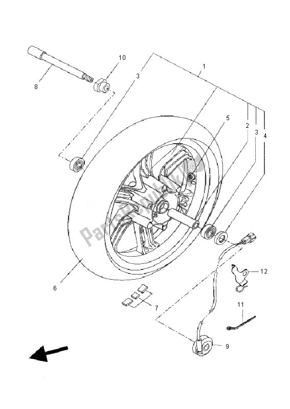 All parts for the Front Wheel of the Yamaha VP 250 X City 2010