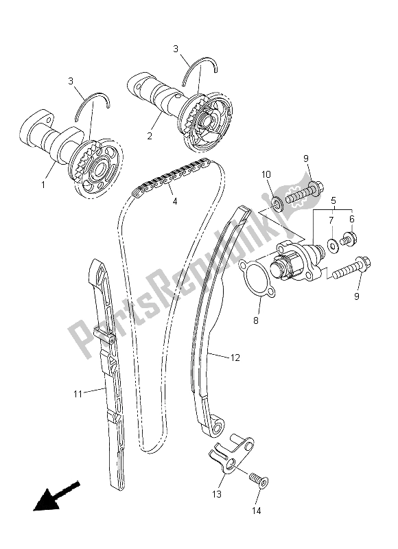 All parts for the Camshaft & Chain of the Yamaha YZ 450F 2014