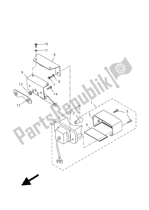 All parts for the Taillight of the Yamaha YFM 350 FWA Grizzly 4X4 2013