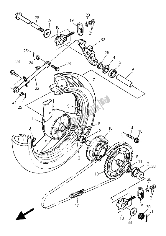 Todas as partes de Roda Traseira do Yamaha XJ 600S Diversion 1996