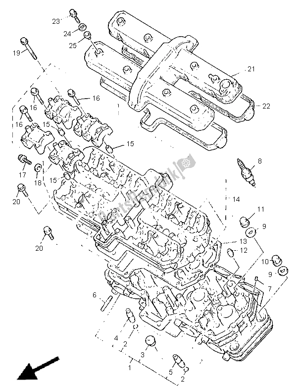 Todas as partes de Cabeça De Cilindro do Yamaha GTS 1000A 1998