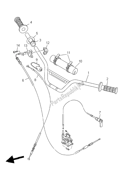 All parts for the Steering Handle & Cable of the Yamaha TT R 90 P 2002