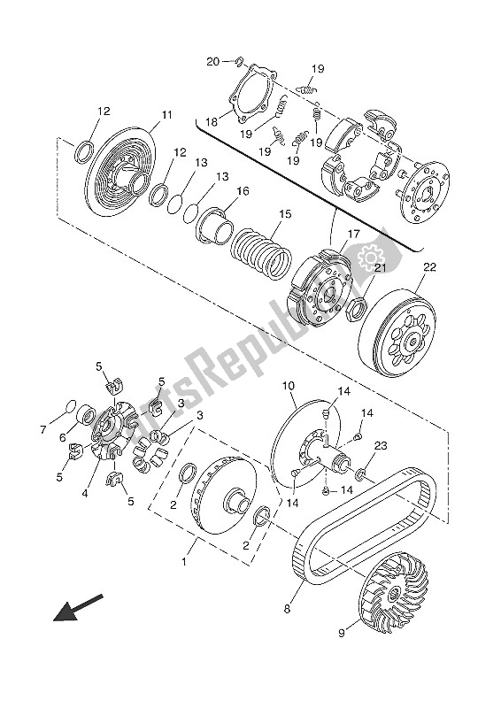 All parts for the Clutch of the Yamaha YP 400 RA 2016