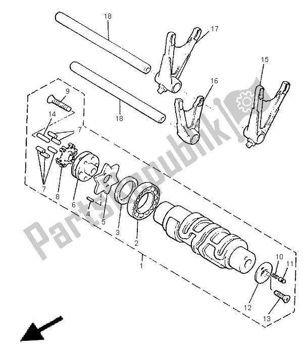 All parts for the Shift Cam & Fork of the Yamaha V MAX 12 1200 1996