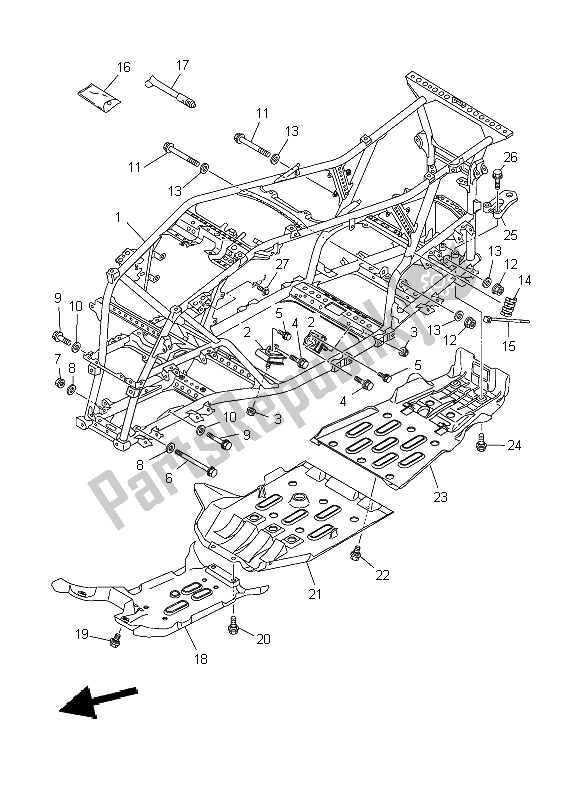 All parts for the Frame of the Yamaha YFM 700F Grizzly FI EPS 4X4 2010