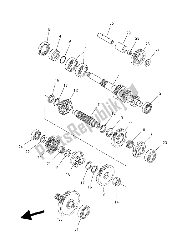 All parts for the Transmission of the Yamaha YFM 700 Fwad Grizzly 4X4 2014