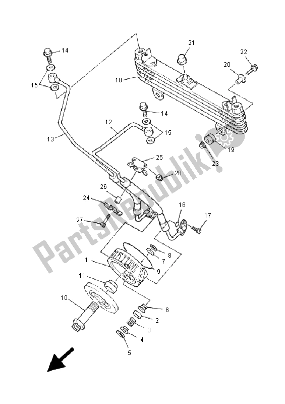 All parts for the Oil Cooler of the Yamaha XJ 900S Diversion 2001