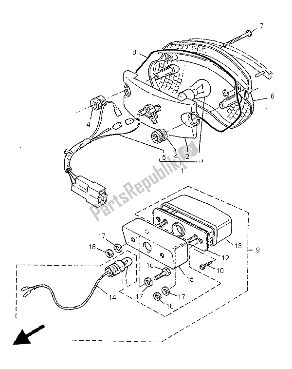 Tutte le parti per il Fanale Posteriore del Yamaha SZR 660 1997