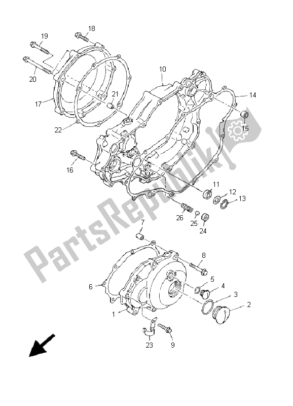All parts for the Crankcase Cover 1 of the Yamaha WR 426F 400F 2001