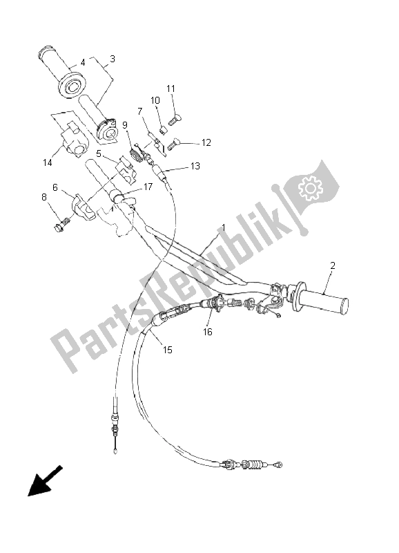 Todas las partes para Manija De Dirección Y Cable de Yamaha YZ 125 2001