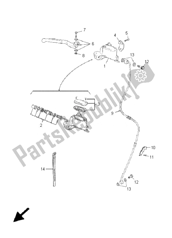 All parts for the Front Master Cylinder of the Yamaha TZR 50 2007