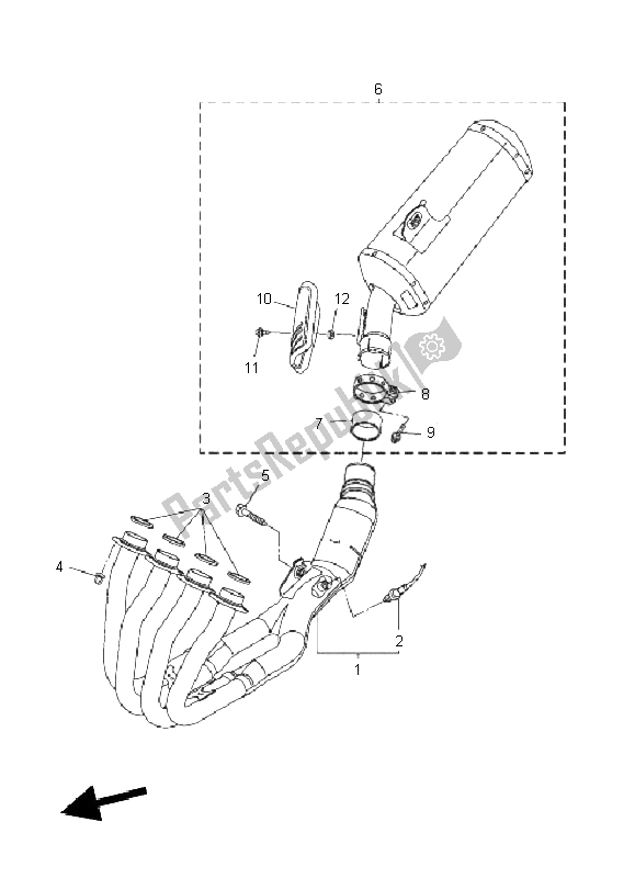 Toutes les pièces pour le échappement du Yamaha FZ8 NA 800 2011