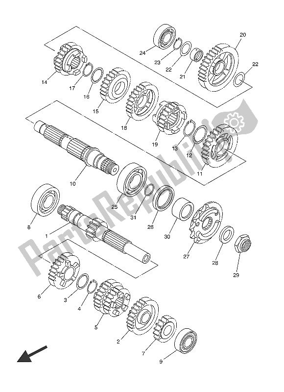 All parts for the Transmission of the Yamaha WR 250R 2016